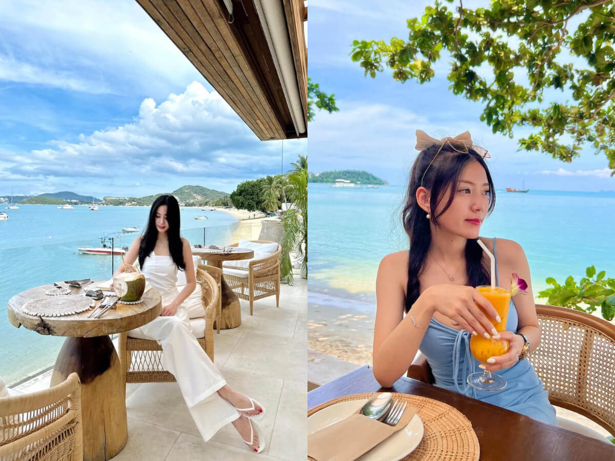 泰國美食|蘇梅島必追的網美打卡餐廳 蔚藍海面、月牙沙灘、懸崖美景和浪漫白色紗帳 一次全都擁有