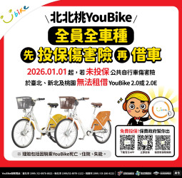 臺北市提升騎乘保障　115年1月1日起YouBike全車種須完成投保傷害險方能租借