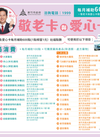 竹市敬老卡服務範圍再擴大 合作藥局增至30家 邱臣遠代理市長：便利長者生活 推動幸福城市
