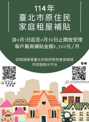 臺北市原住民租屋補貼政策擴大申請資格，助力族群安居都會區