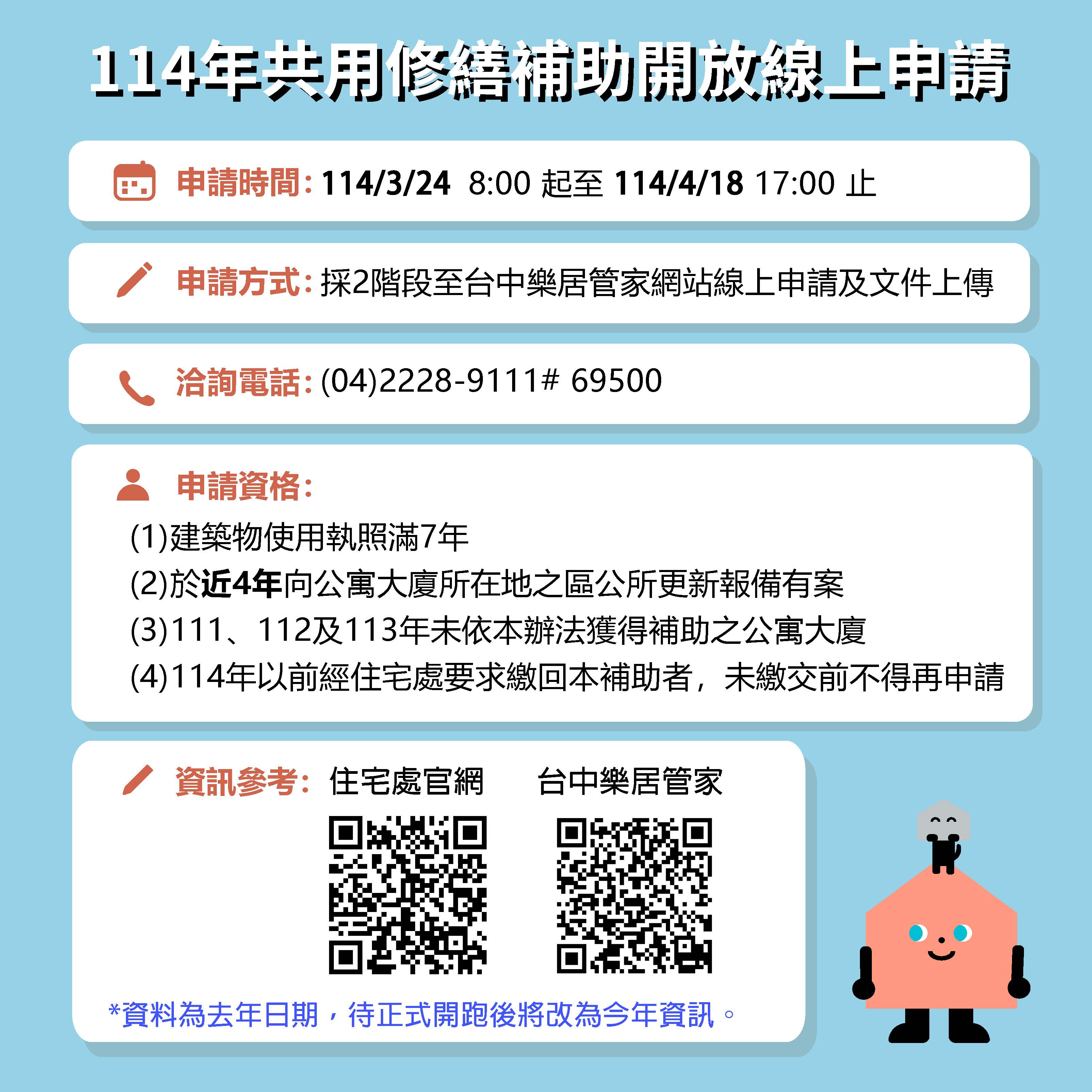 臺中市114年公寓大廈修繕補助3月24日開跑 最高22萬元 線上申請更便捷