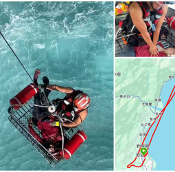 花蓮象鼻岩驚險落海意外　海巡署空勤吊掛分隊成功救援女子脫險