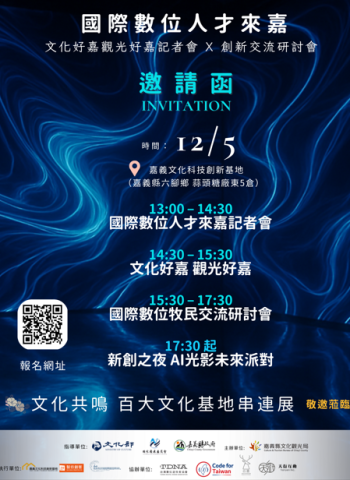 國際數位人才齊聚嘉義！12/5 文化科技 × AI光影派對首度登場，跨國交流、沉浸式體驗一次看完超震撼