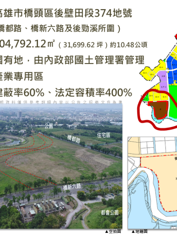 高雄新市鎮產業專用區土地自10/29起公開標租 內政部國土署:明年3月開標 歡迎各界踴躍投標