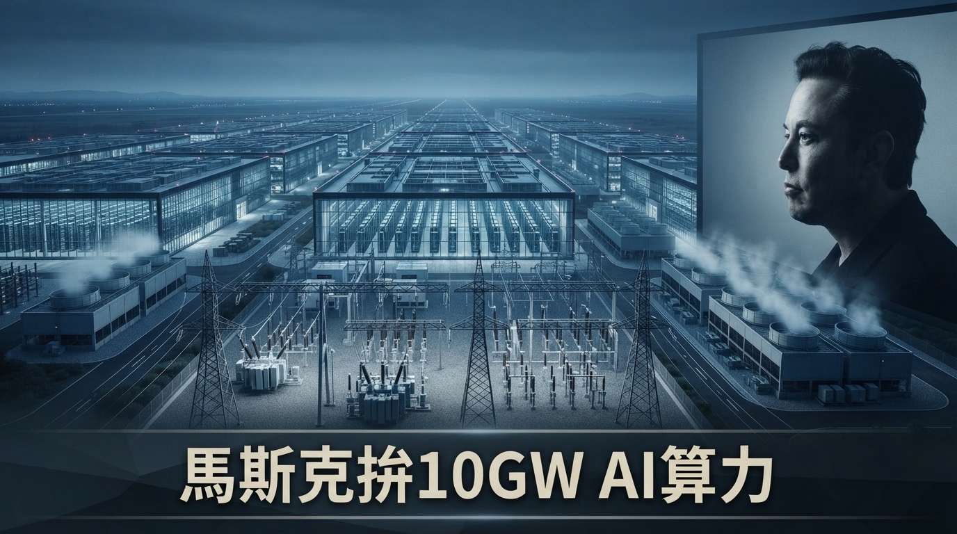 馬斯克拚AI算力10GW！xAI資料中心2027年擴張7倍　營收上看5000億美元