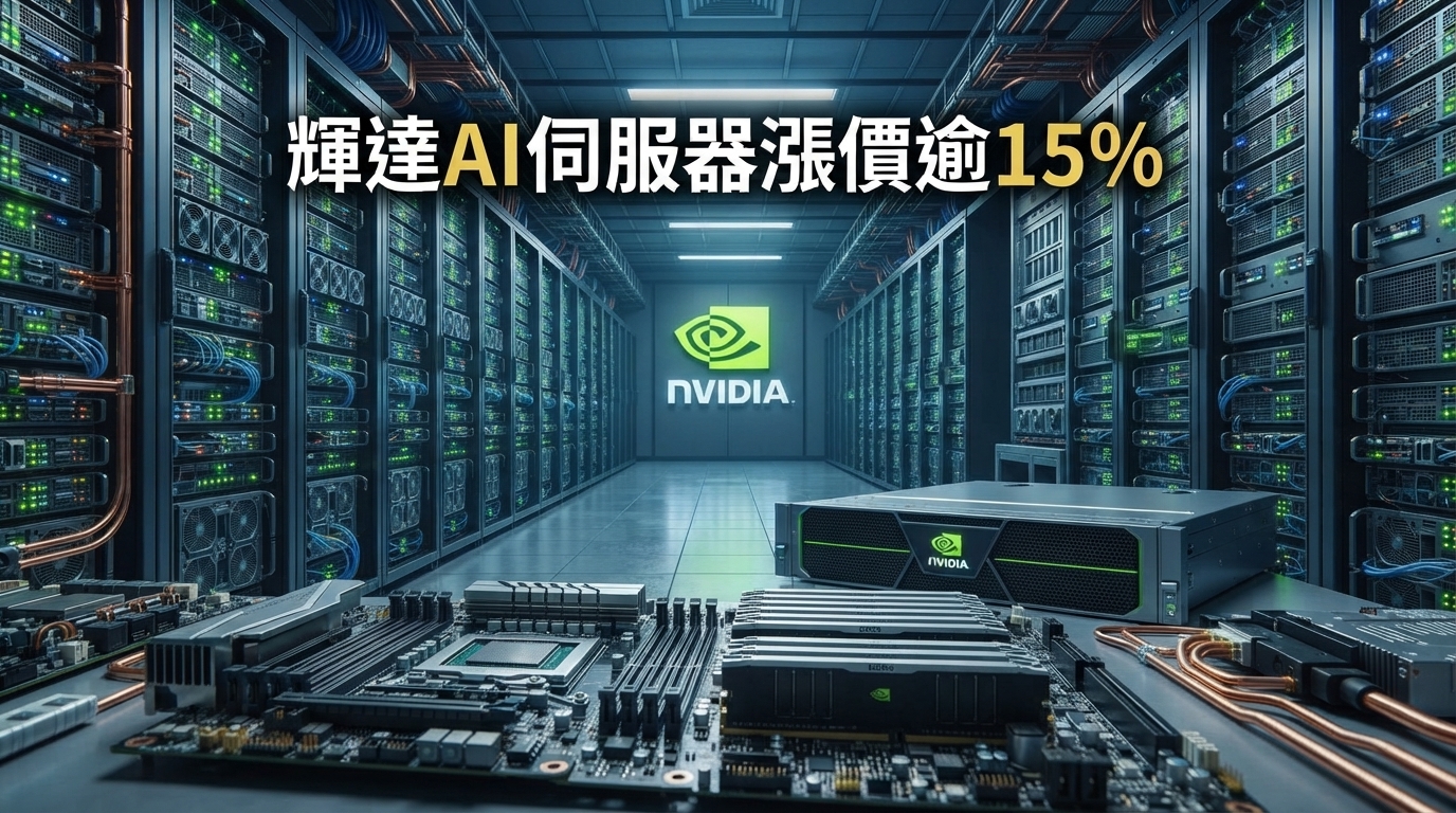 輝達AI伺服器傳因記憶體漲價調升逾15%　2027年初起AI資料中心成本壓力浮現
