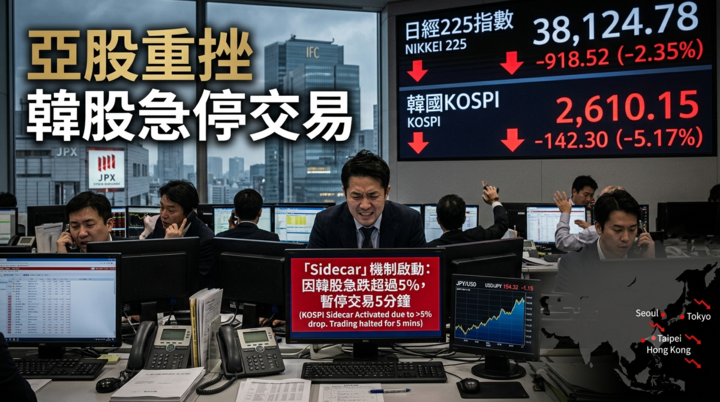 亞股重挫引爆市場警戒　日股急跌韓股啟動Sidecar機制