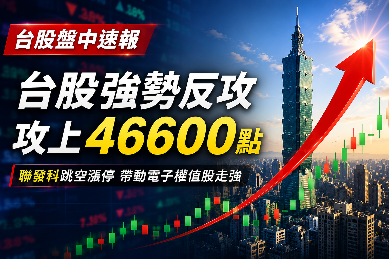 台股強勢反攻逾500點！攻上46600點　聯發科跳空漲停成多頭主攻手