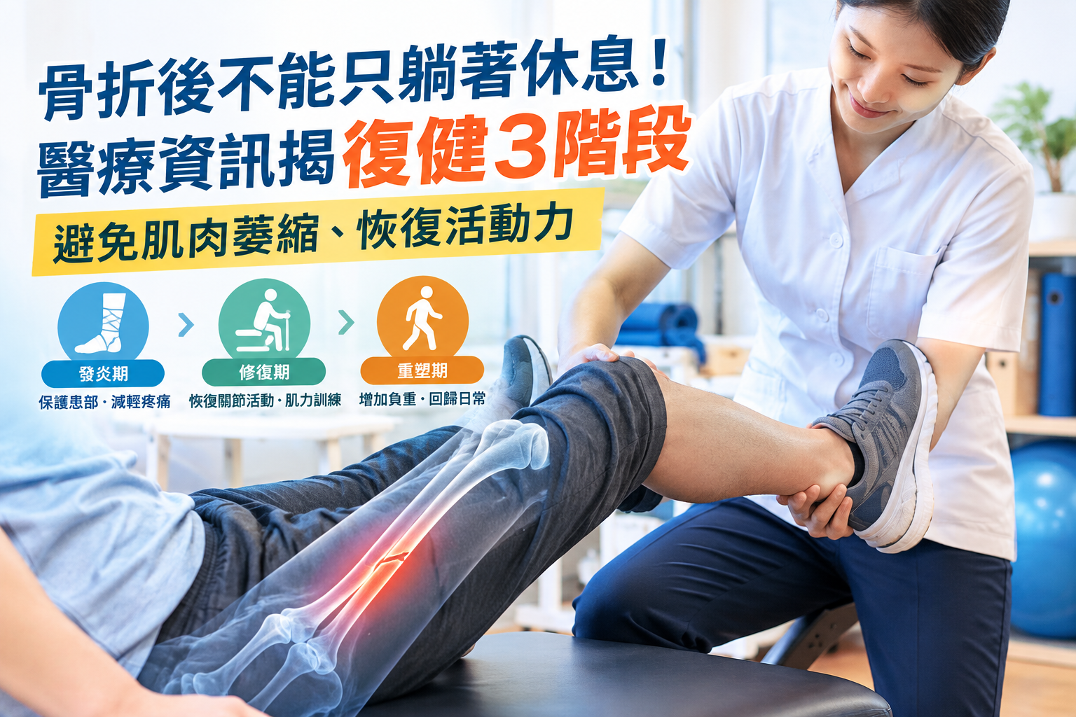 骨折不是等骨頭長好才復健　醫療資訊揭「分階段訓練」避免肌力流失