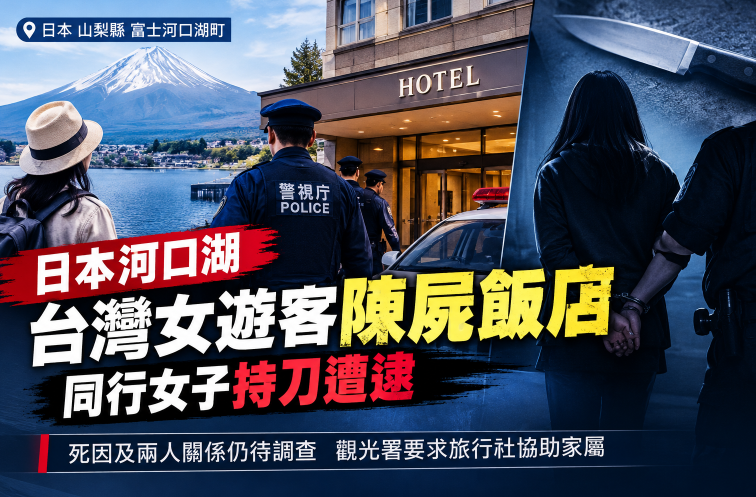 台灣女遊客陳屍日本河口湖飯店 27歲同行女子持刀遭逮 警方追查死因